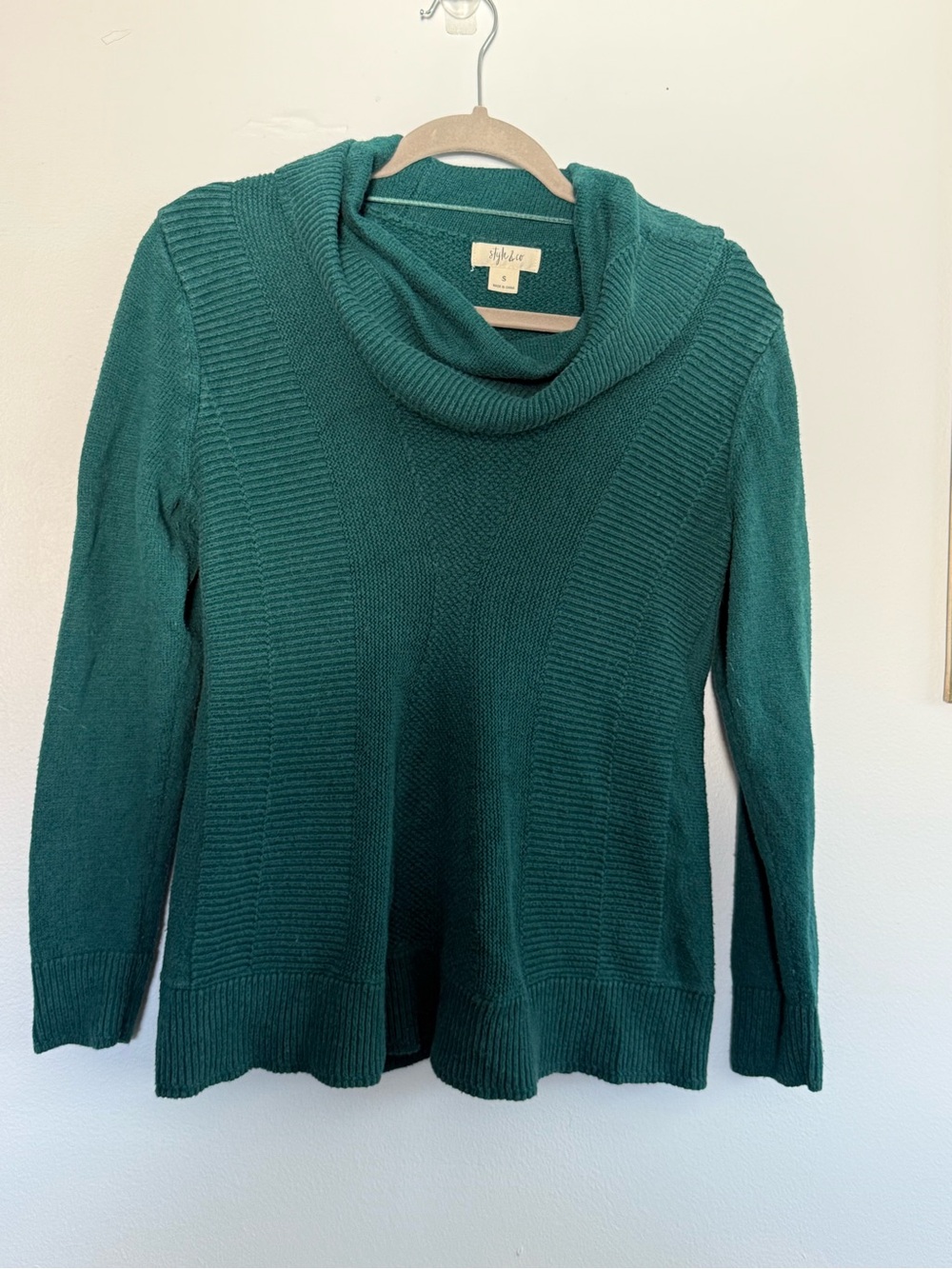 Sty& Co. Women's Teal Cowl Neck Sweater